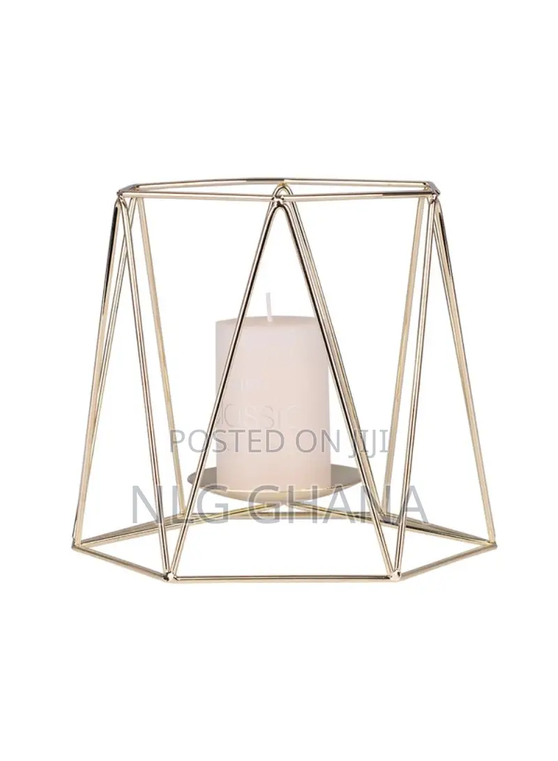 Iron Hollow Candle Holders Retro Geometric Design.