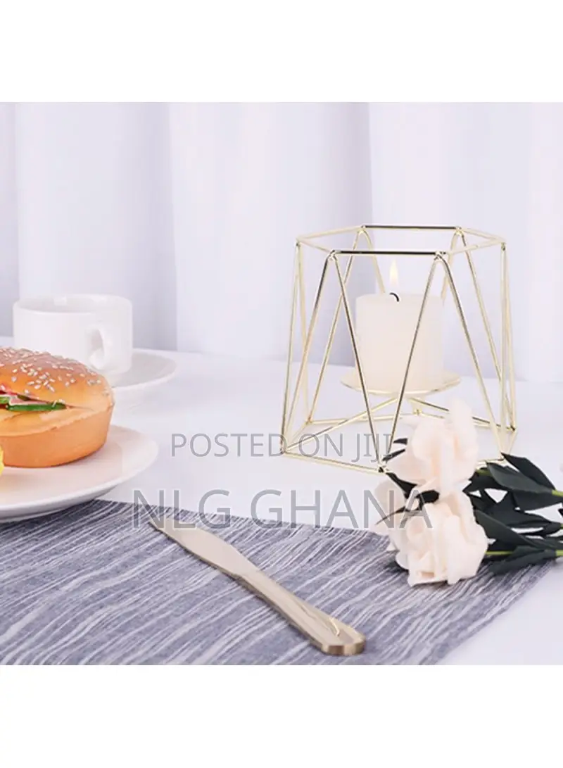 Iron Hollow Candle Holders Retro Geometric Design.