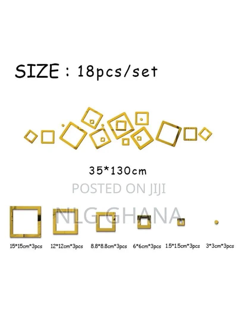 18 PCS/Set Acrylic Geometric Hollow Square Mirror.