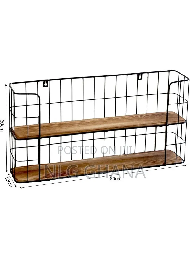 2 Tier Industrial Wooden Floating Storage Wire.