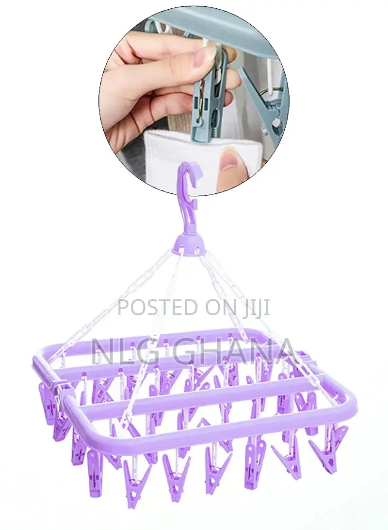 32 Clips Foldable Hanging Drying Rack.