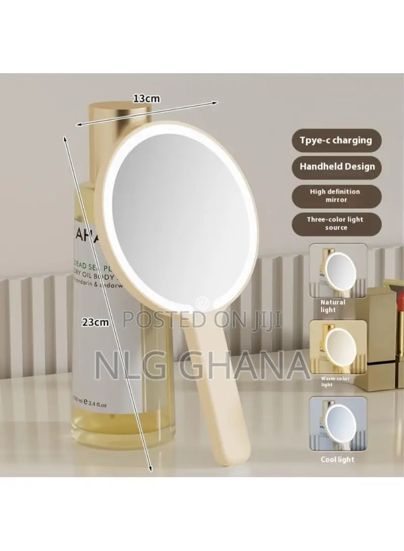 808 Handheld Led Makeup Mirror With 3 Color.