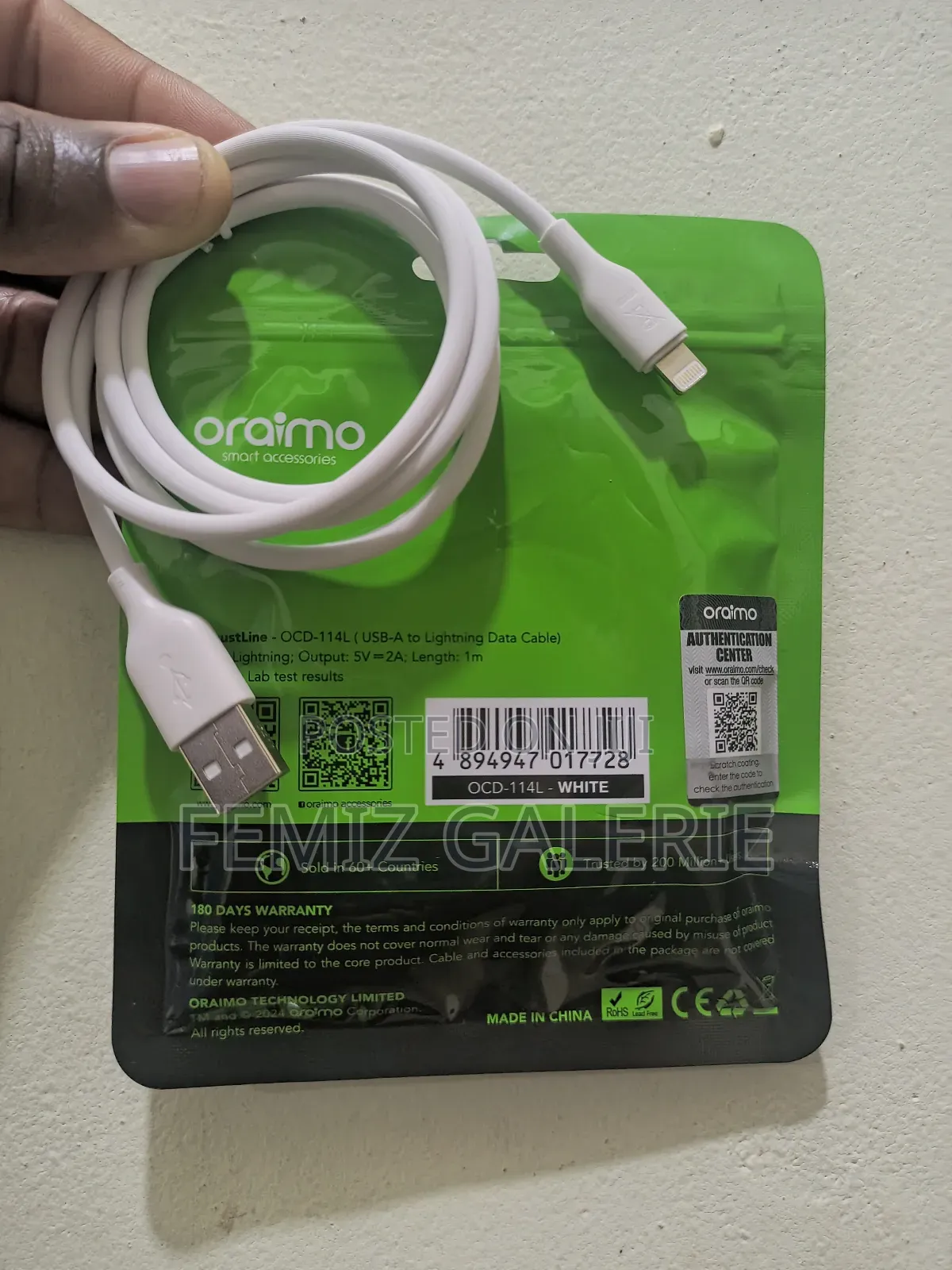 Oraimo Robustline 2a Usb-a-to-Lightning 1m Cable