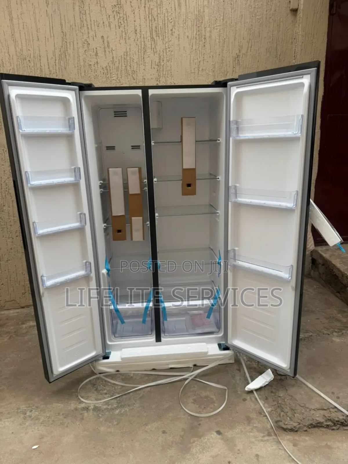Black Glass Side by Side Fridge 436 Litres