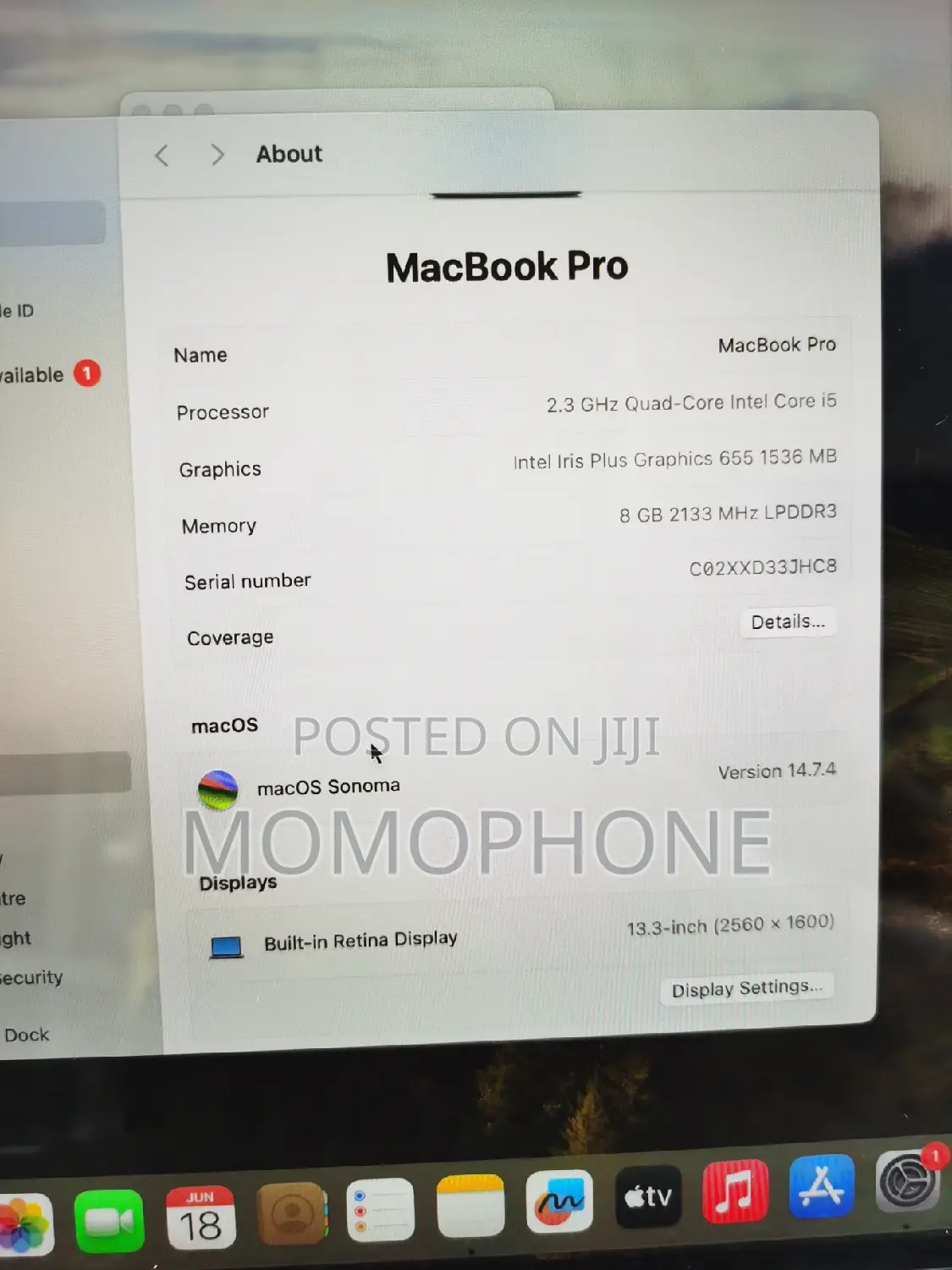 Laptop Apple MacBook Pro 2018 8GB Intel Core i5 SSD 256GB