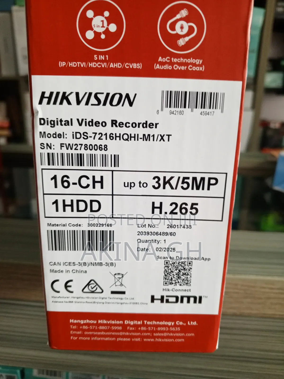 Hikvision 16ch 5mp Acusense Ai DVR Ids-7216hqhi-M1/Xt