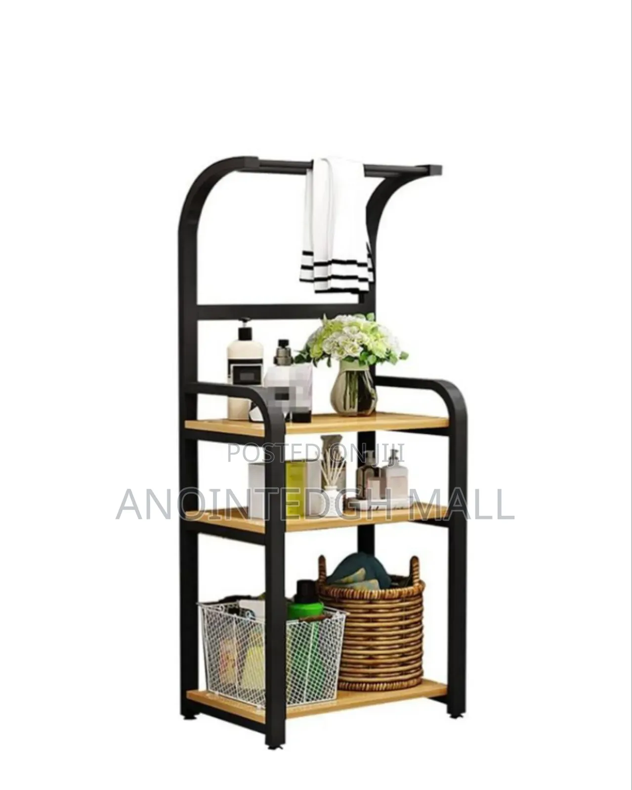 Bathroom Floor Shelf 3 Tier Standing Shelf - Black