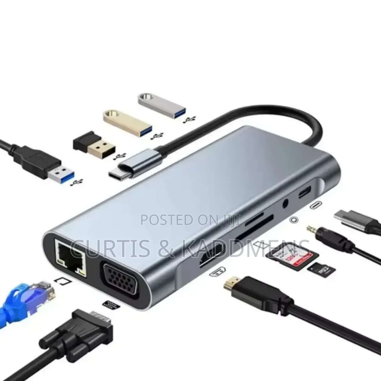 11in1 Usb Type C Dock Station Adapter Hub(Hdmi/Vga/Memory Card/Rj45)