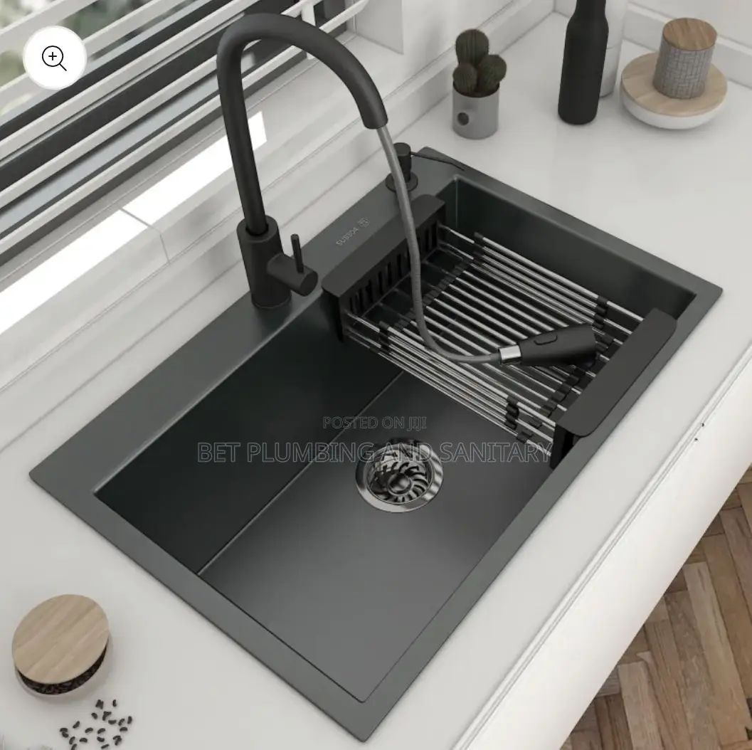 One Bowl Black Cabinet Sink With Pullout Tap(Complete)Cabinet Sink