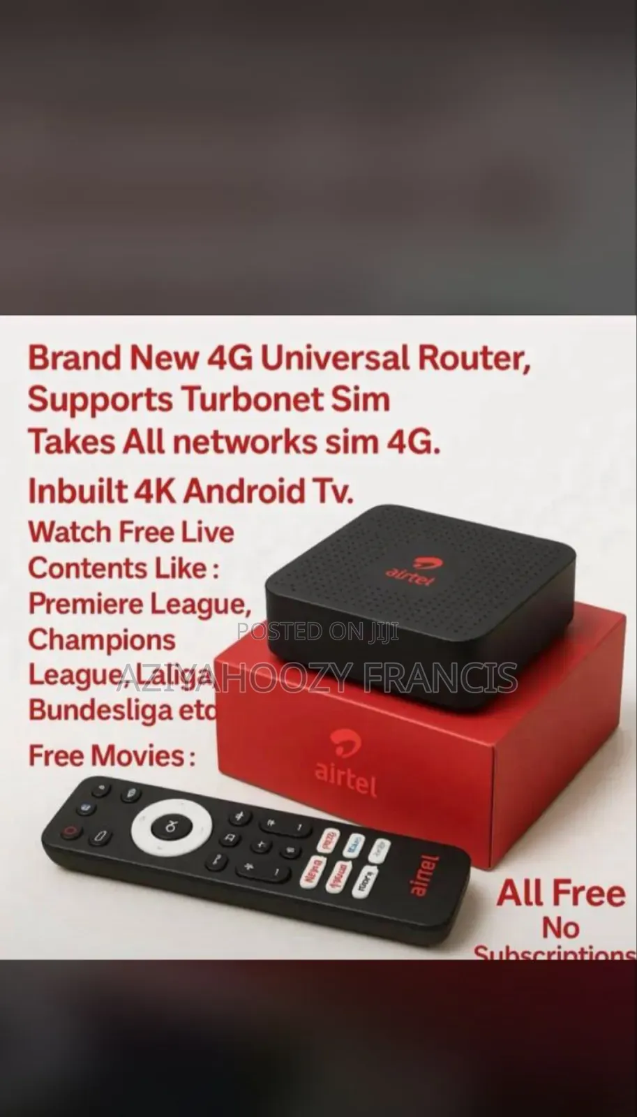4g Router Plus Tv Box With Free App
