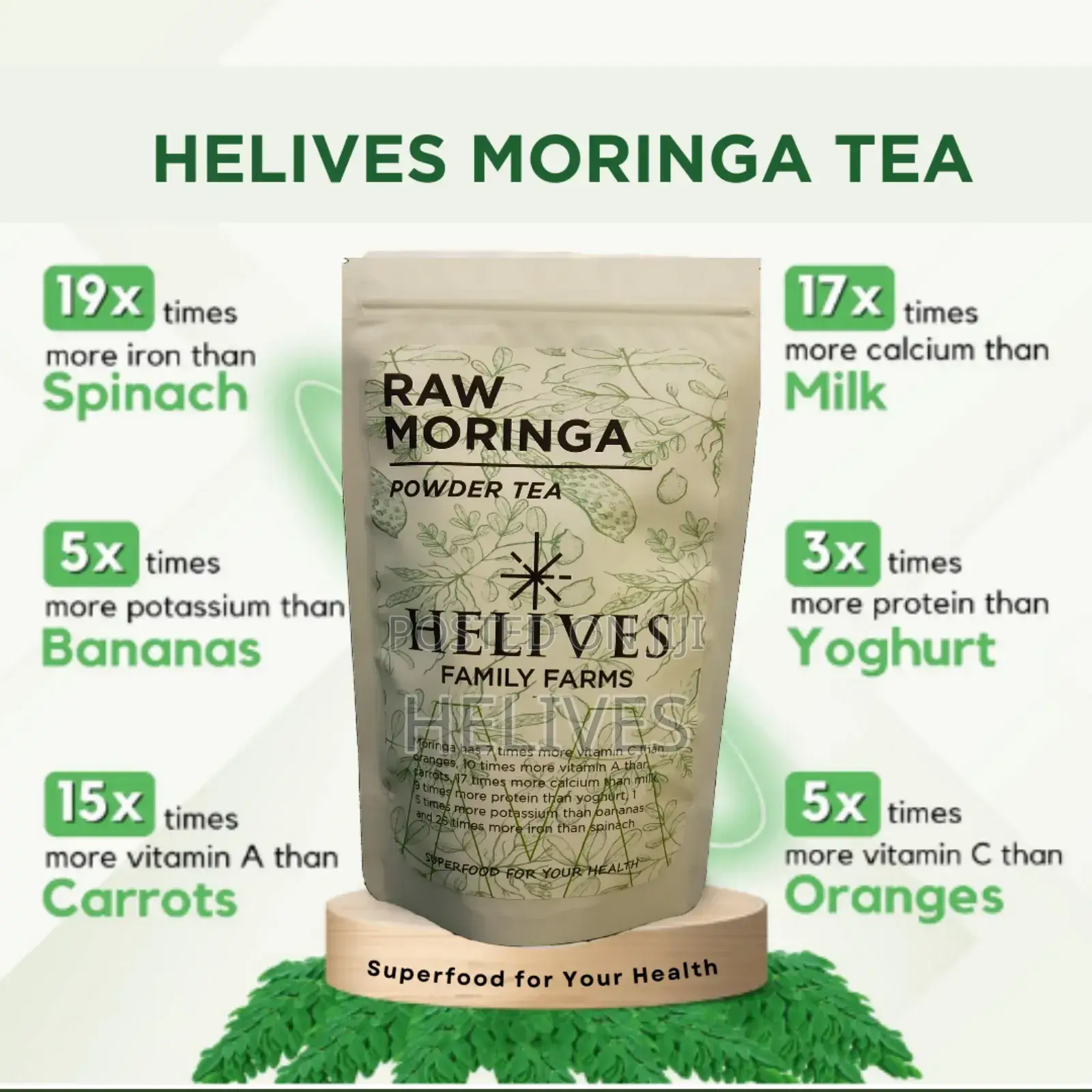 Raw Moringa Tea | Pure Organic Tea Bag Helives Fda Certified Approved