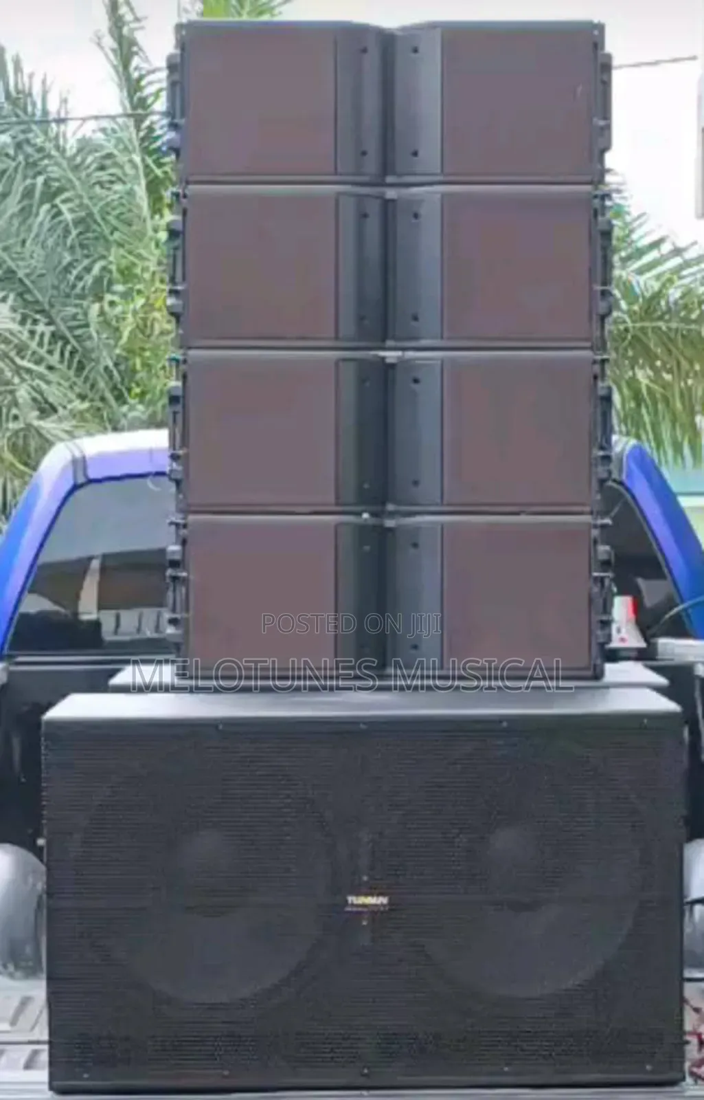 4pieces 8inches Line Array Speaker With Tuman Pair of Bass and Amp Set