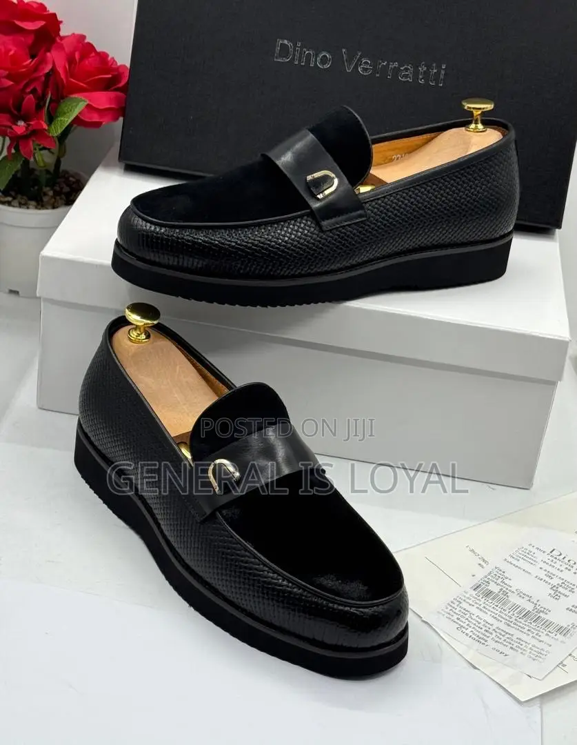 Dino Verratti Black Leather Suede Men Loafers Shoe