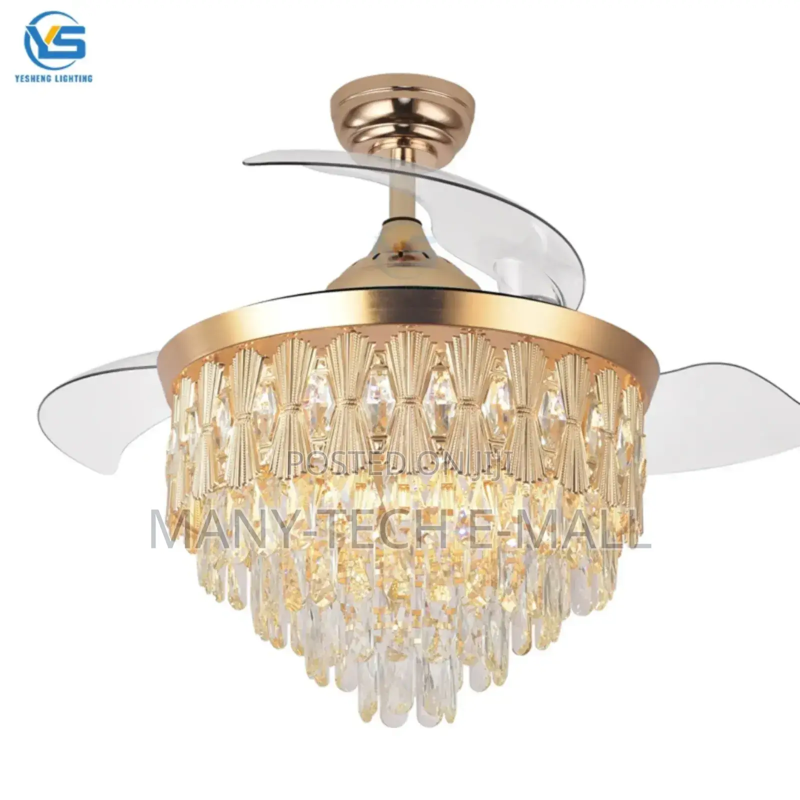 D2 Golden Crystal Chandelier Fan With Light.