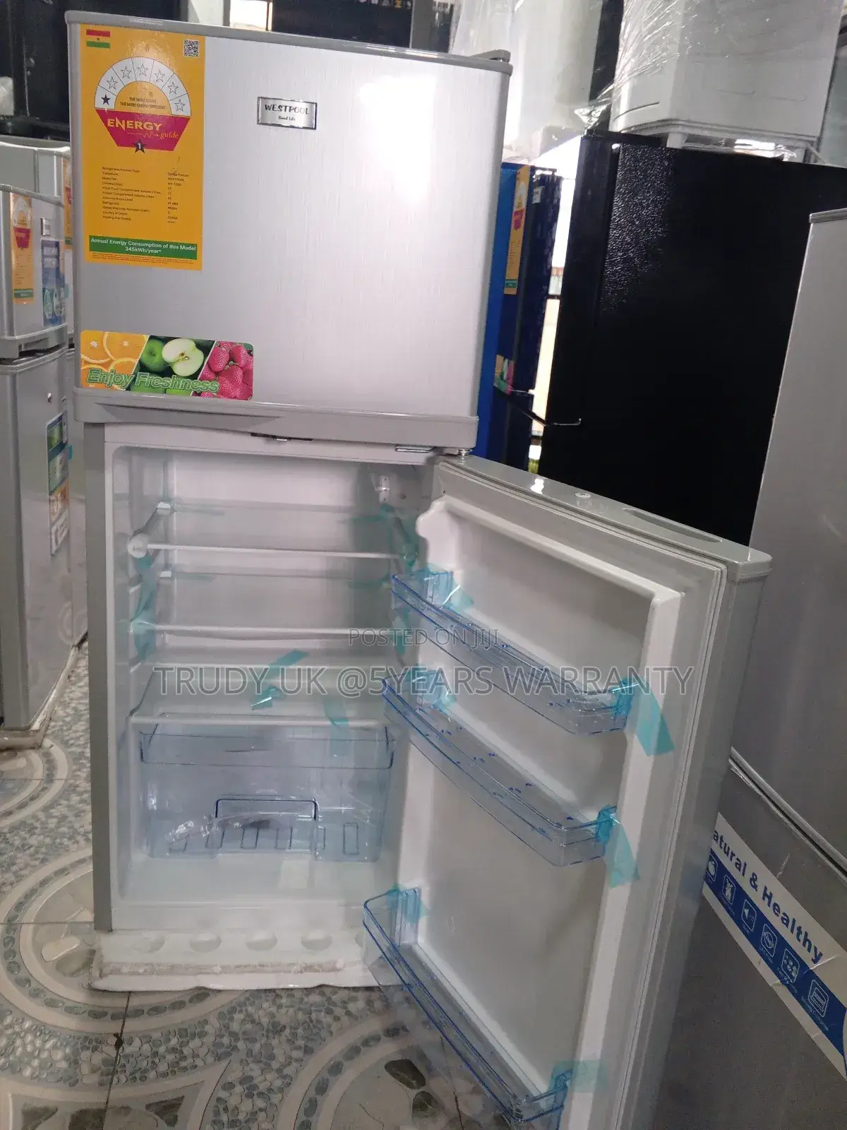 Fast Freezing 108l Westpool Gray Double Door Refrigerator