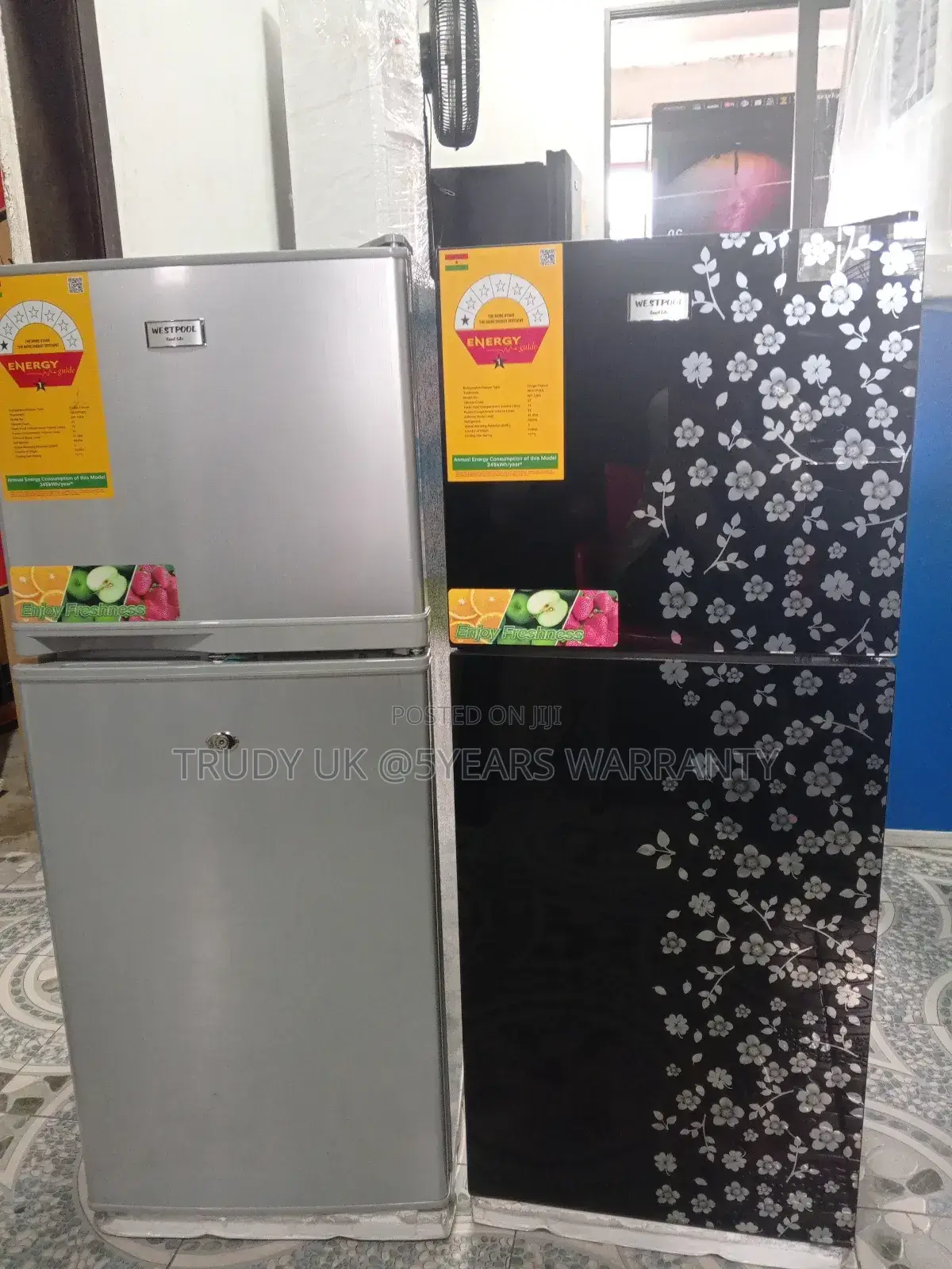 Westpool 108l Gray and Black Beauty Energetic Fridge- Freezer