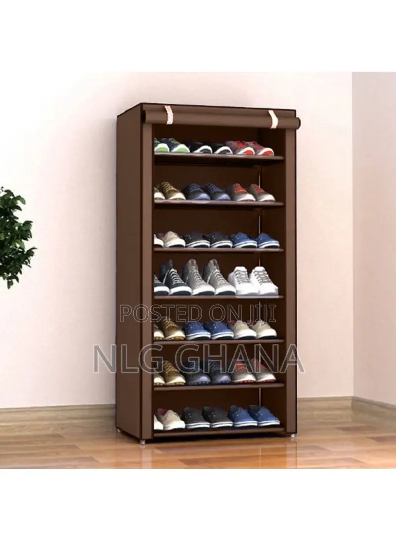 7-Shelves Fabric Polypropylene Metal Shoe Cabinet. Ghx6105