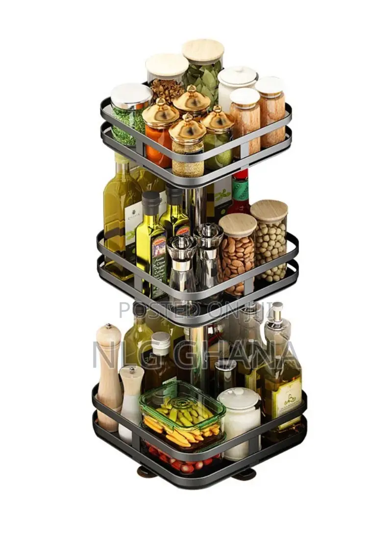 3-Layer Square Rotatable Spice Rack Jar Bottle. Ghx3633