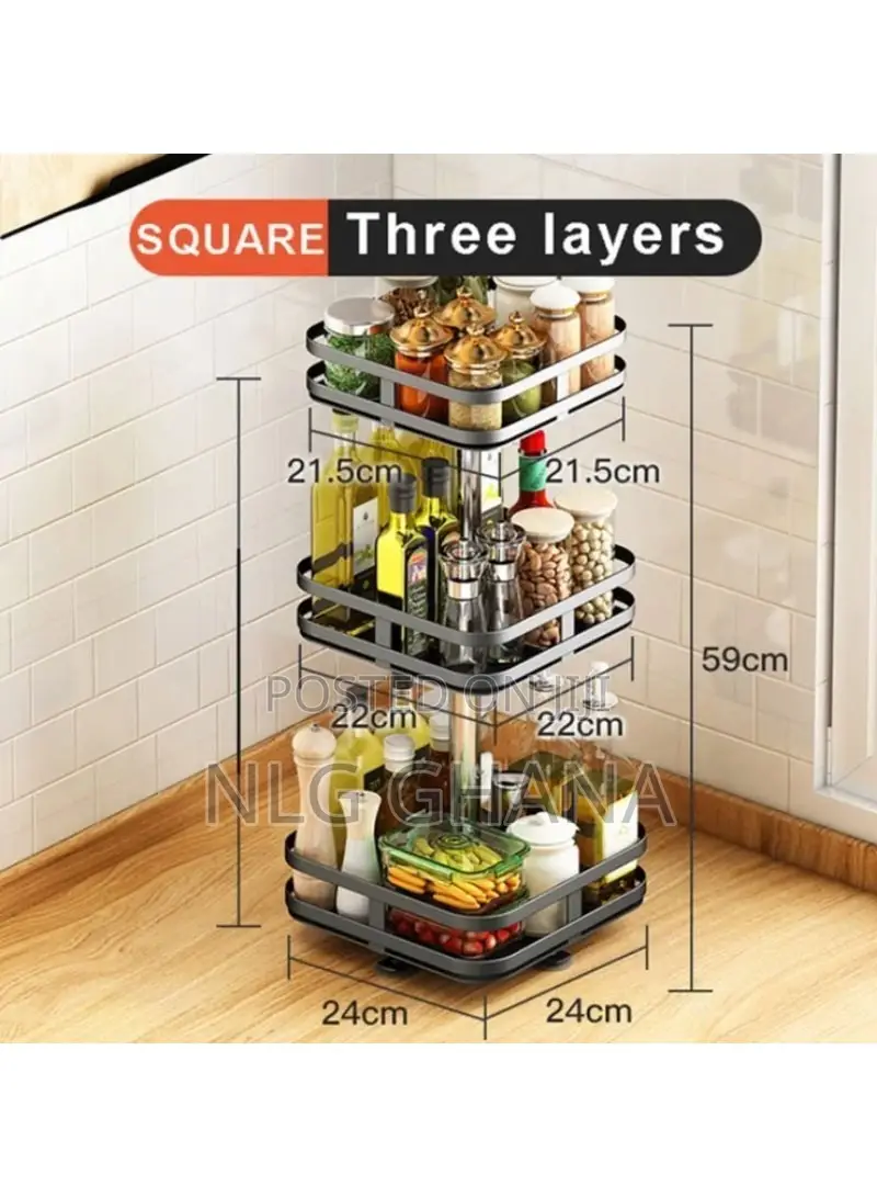 3-Layer Square Rotatable Spice Rack Jar Bottle. Ghx3633