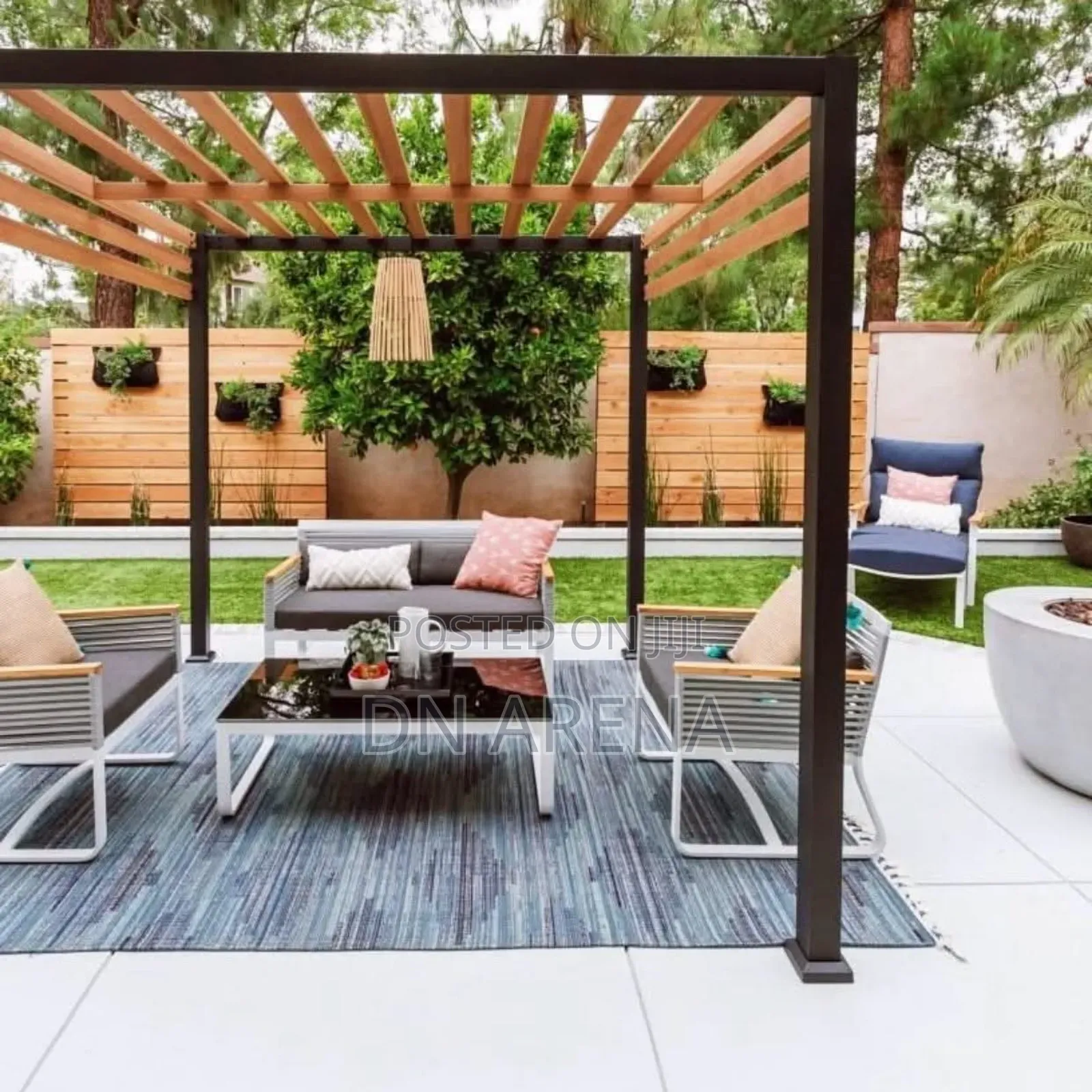 Lars( 8’X8’ Ft )Pergola With Solid Slats Black