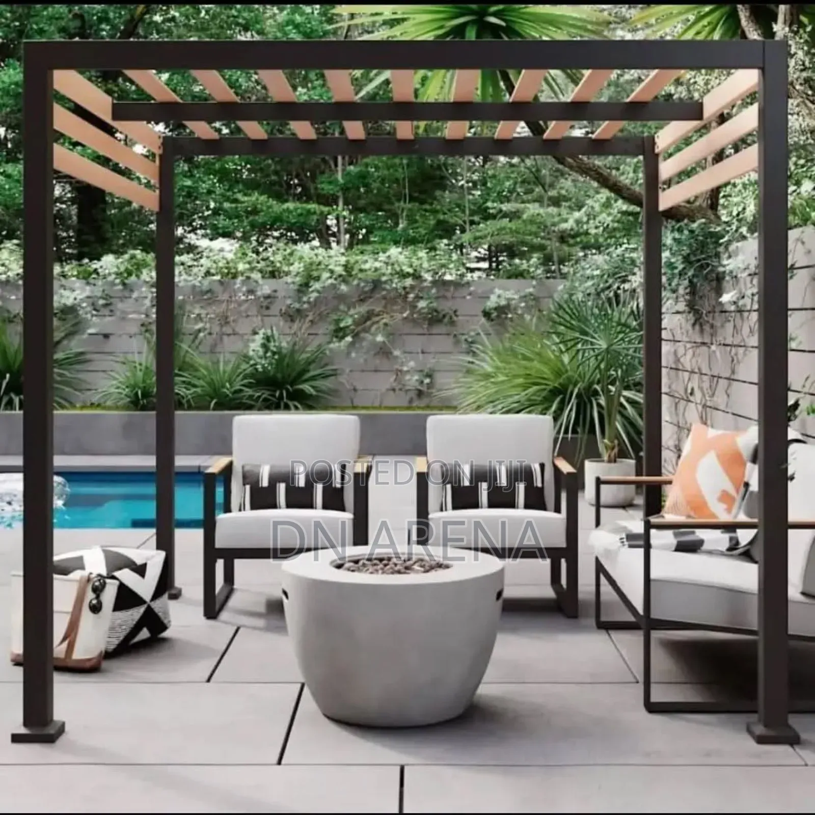 Lars( 8’X8’ Ft )Pergola With Solid Slats Black
