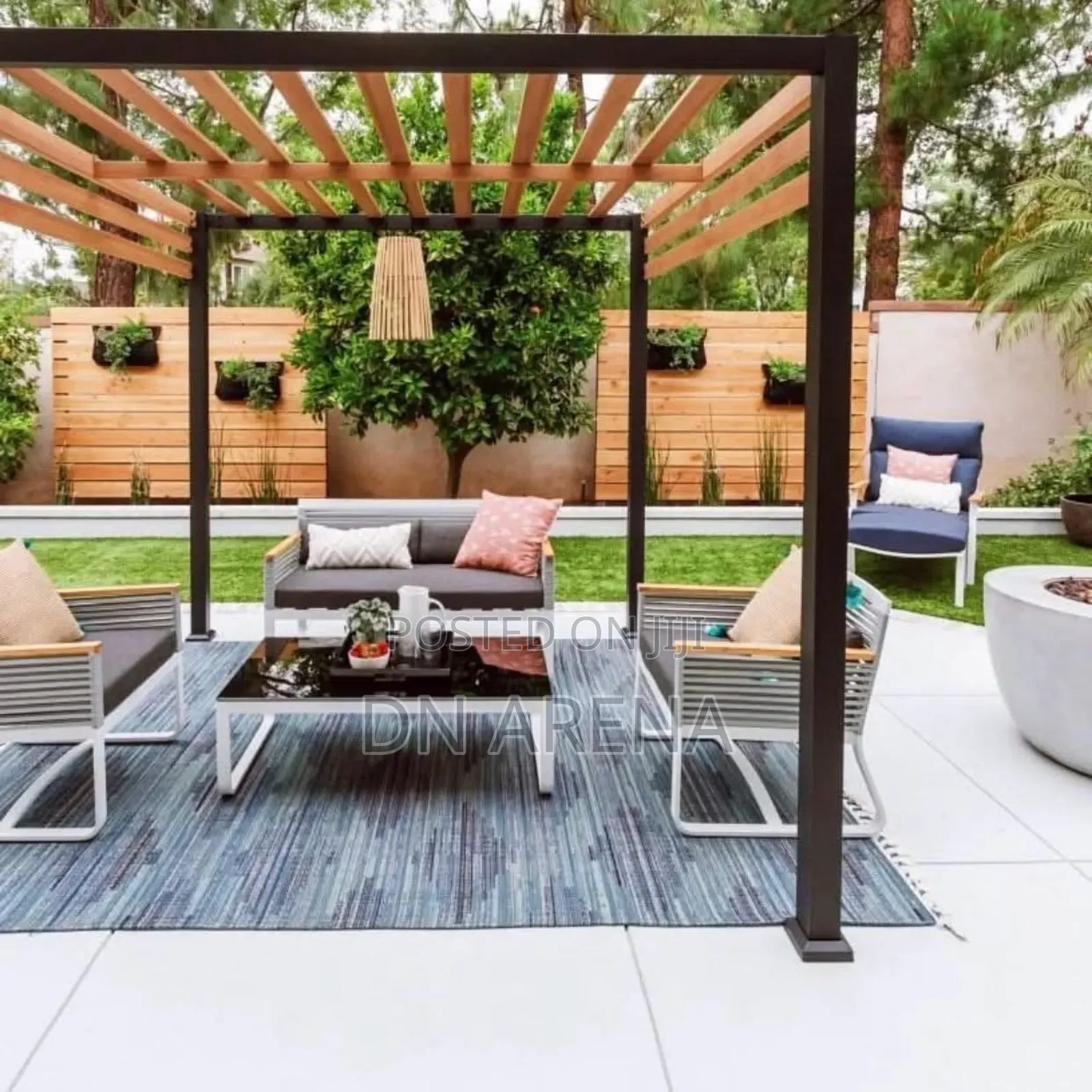 Lars( 8’X8’ Ft )Pergola With Solid Slats Black