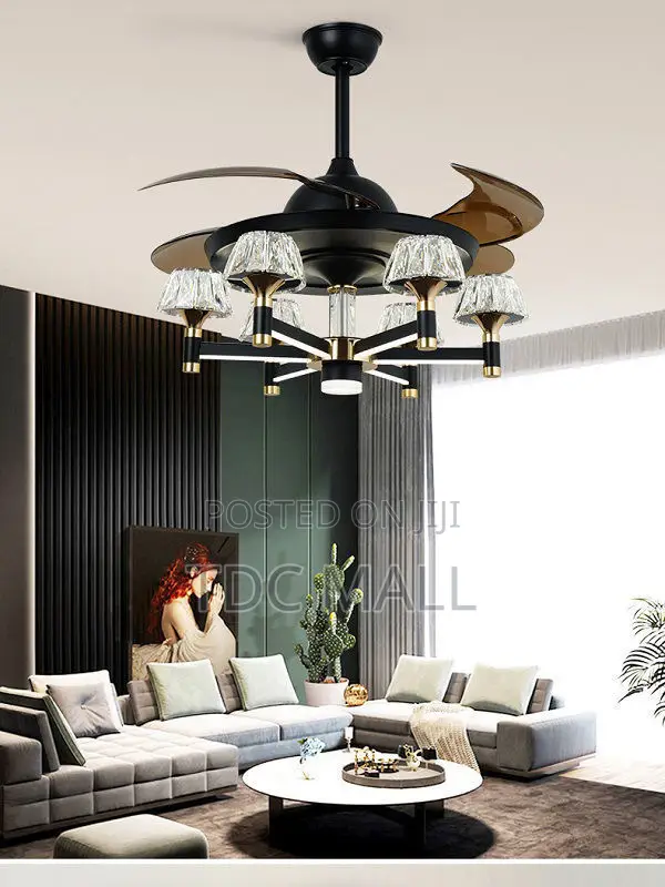 Luxury Crystal Ceiling Fanlight With Remote