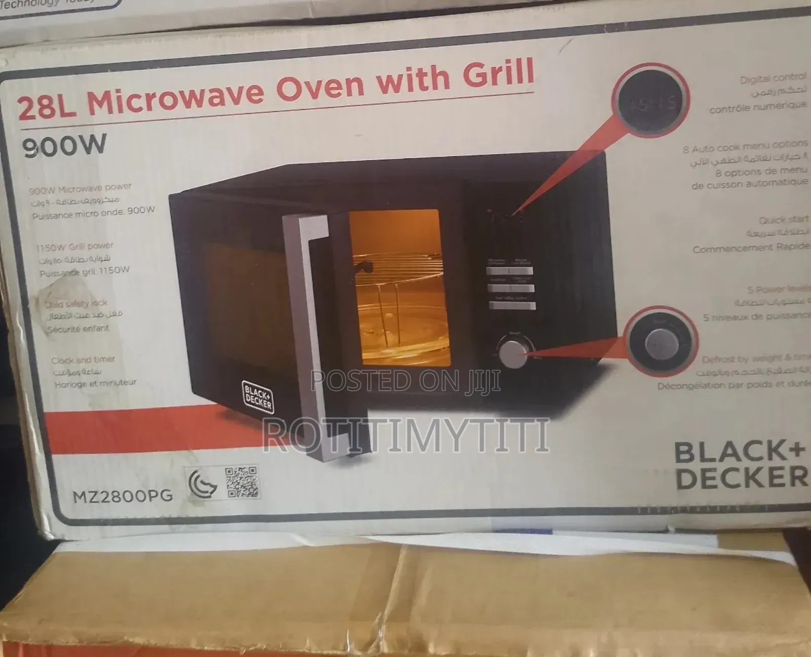 Black in Colour and Fresh in Box, Black Decker Microwave 28 Liters