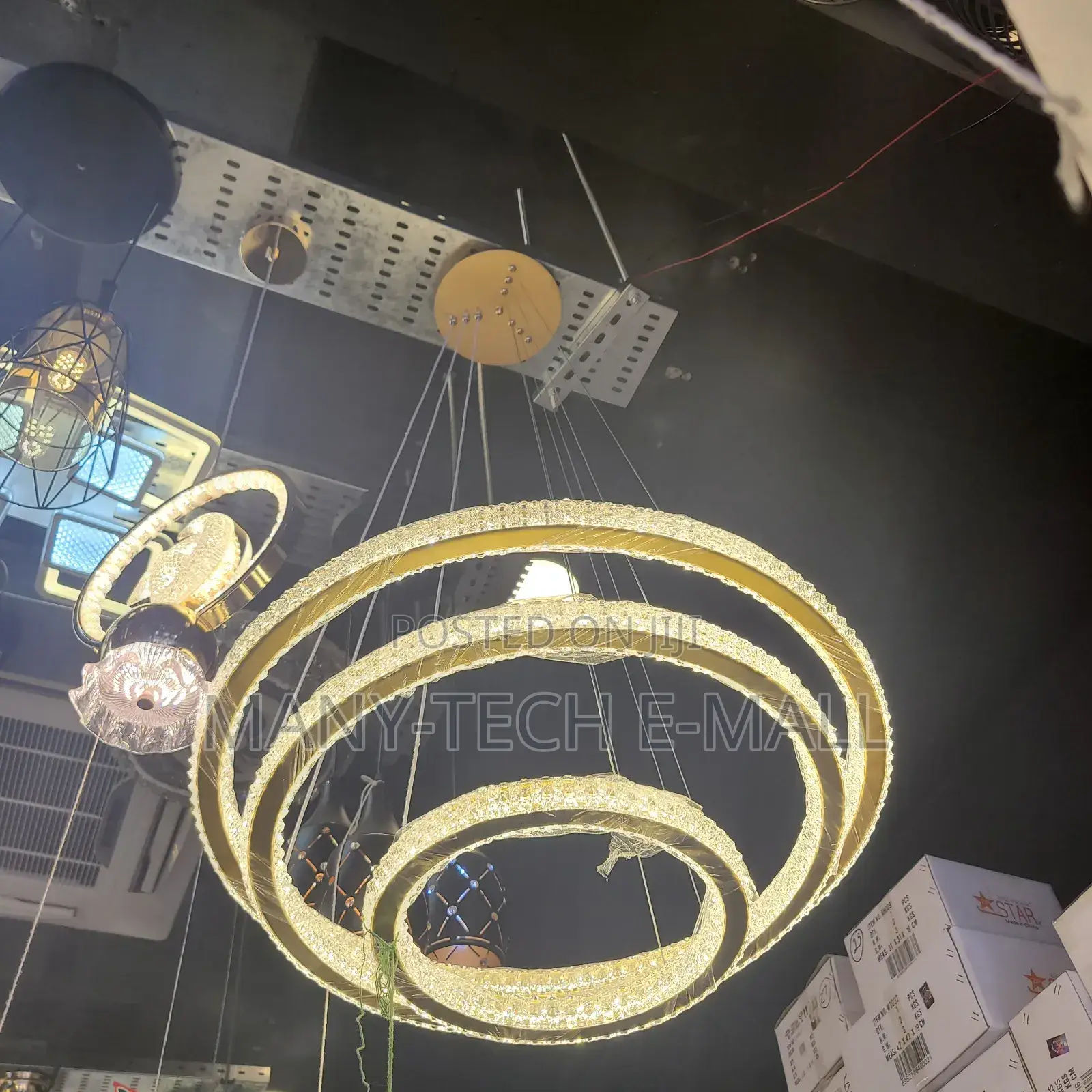Modern Golden Three Steps Ceiling Chandelier Light.