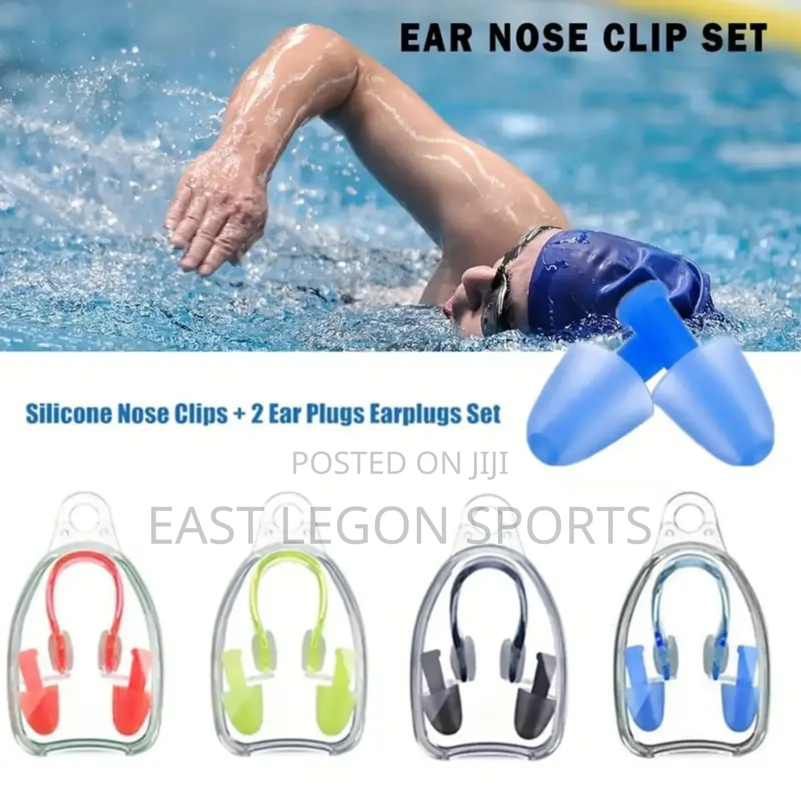 Swimming Nose and Ear Plug Set Clip Plugs Pool