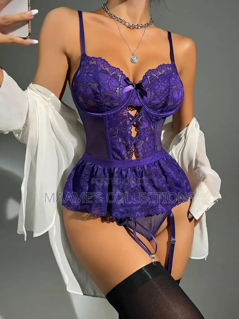 Women Lingerie Sexy Lace Bodysuit Babydoll Plus Stockings