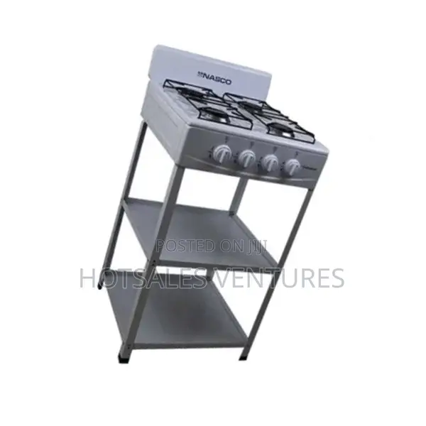 Perfect Nasco 4 Burner Black Cap Gas Stove/White - Nasgs-K4bss-S