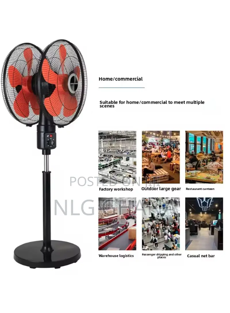 180w Adjustable Double-Head Tower Fan - 125–155cm. Ghx6460