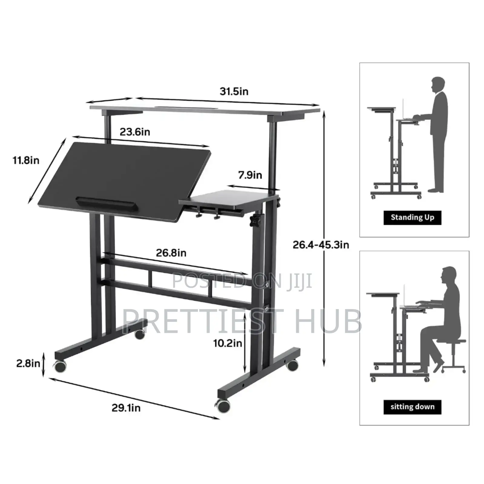 Sit and Stand Height Adjustable Laptop Study Desk
