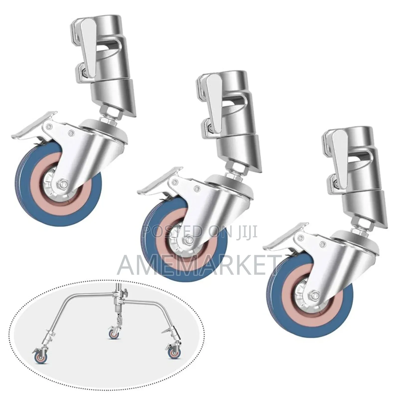 3 Packs Photography Swivel Caster Set Tripod C Stand Rolling Metal
