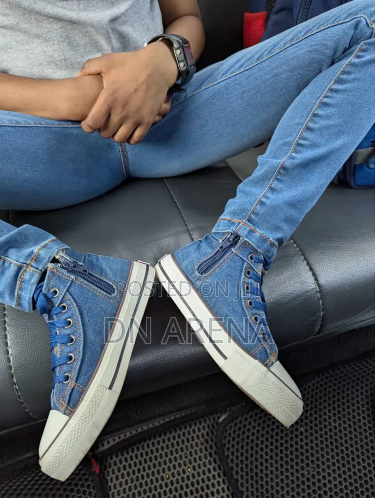Unisex Kids Canvas Boot Denim Jeans Boot