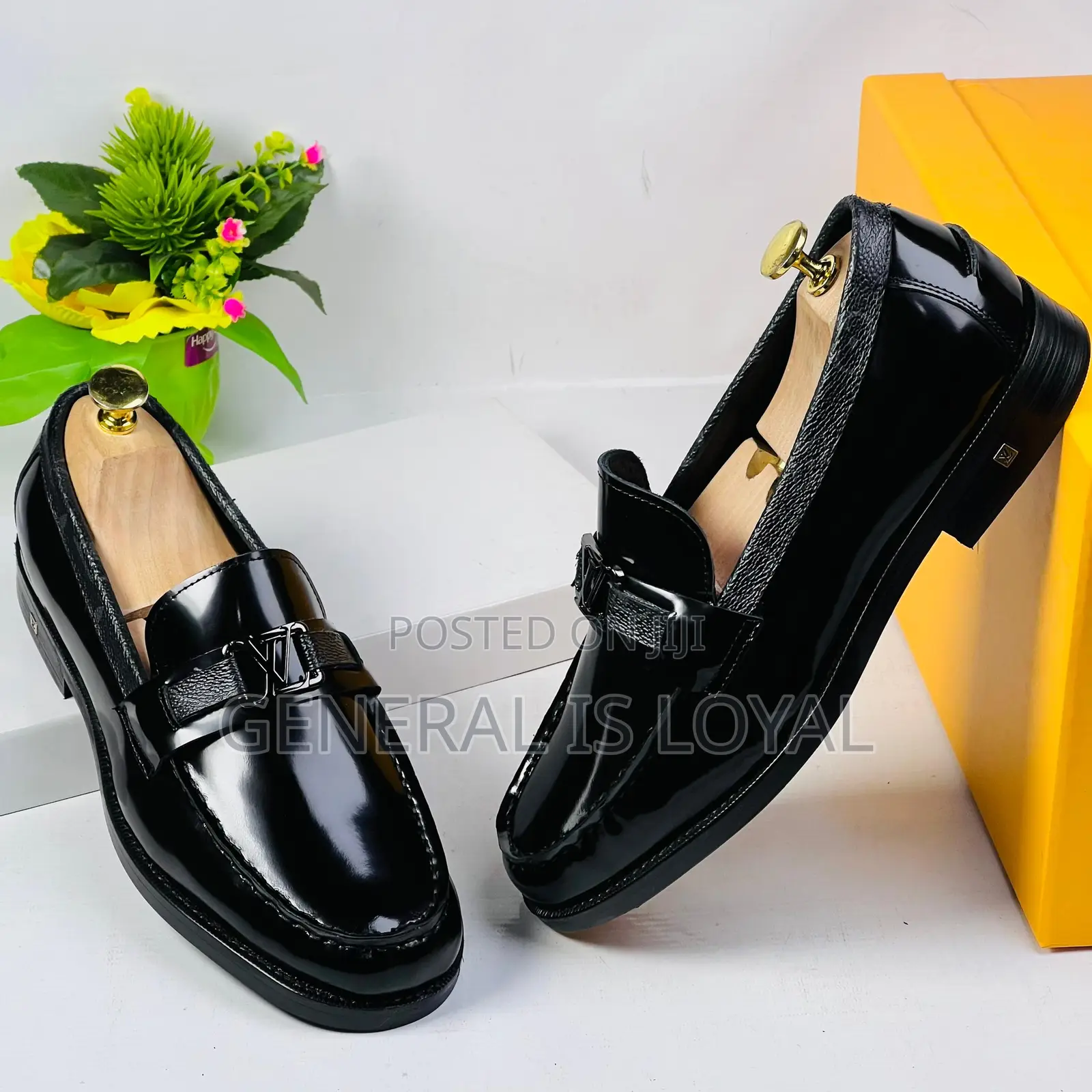 Louis Vuitton Black Mirror Leather Men Loafers Shoe