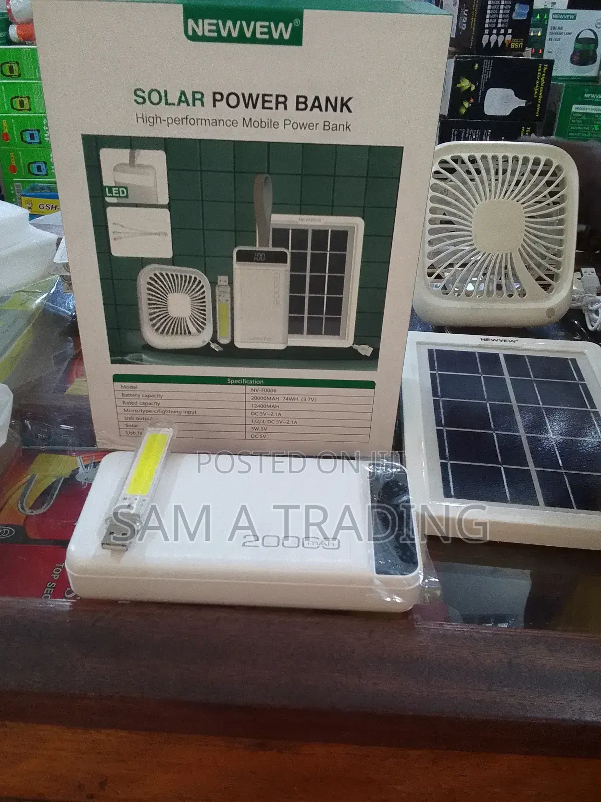 Solar Power Bank With Fan
