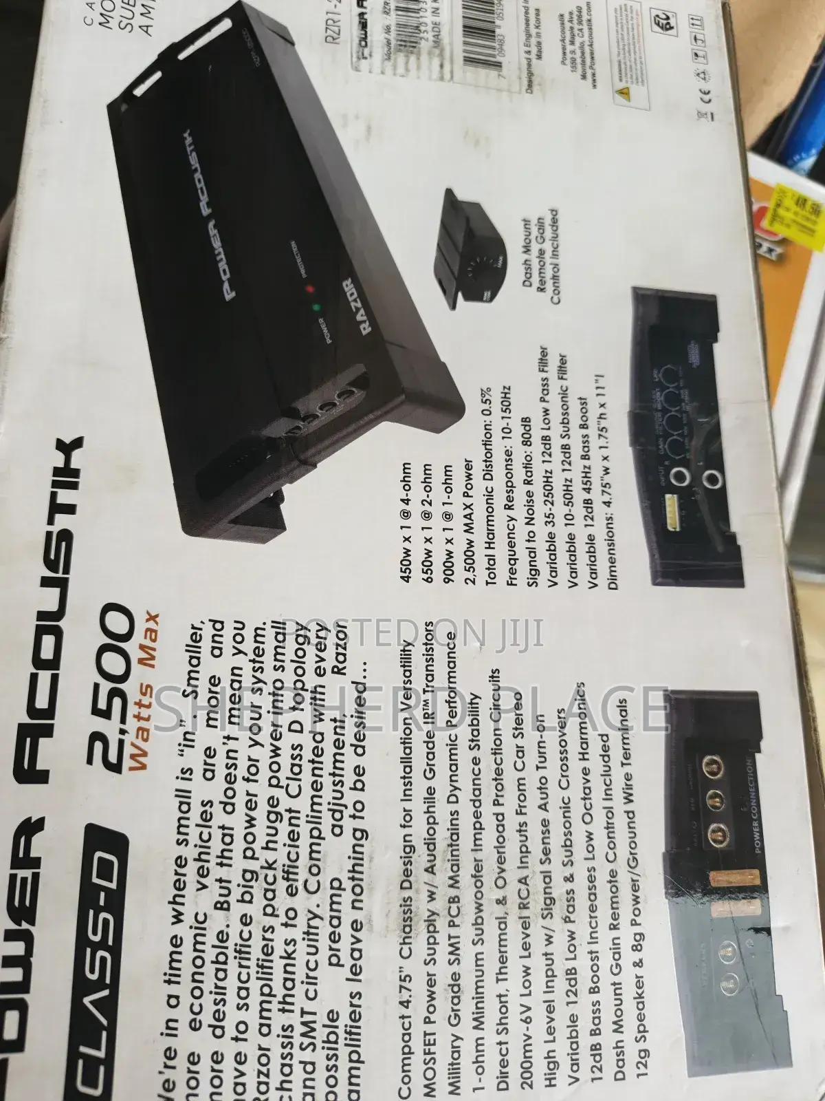 Acoustik Rzr1-2500d Class D Mono Block Subwoofer Amplifier