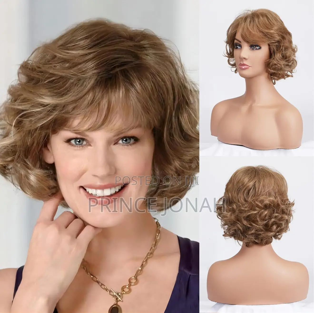 Bestung Brown Short Curly Wavy Hair Wig for Women