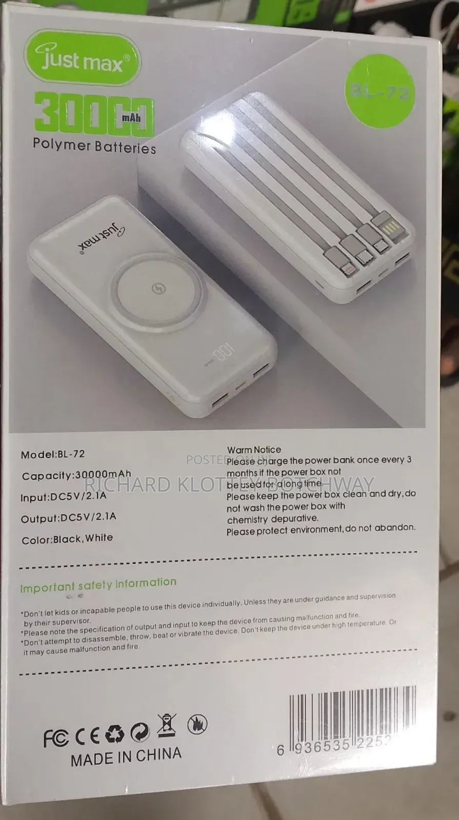 Just Max Bl 72 Power Bank