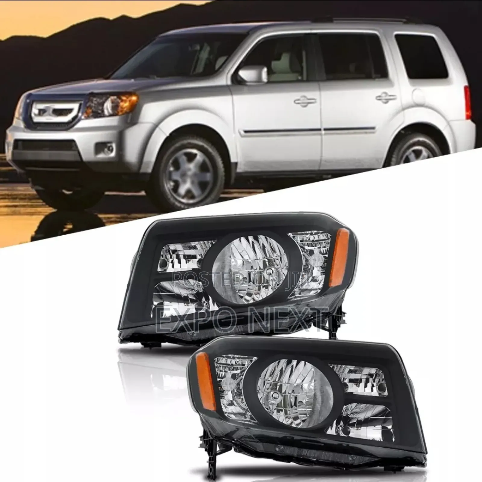 Pair Black Headlights For Honda Pilot 2009-2011 Pair
