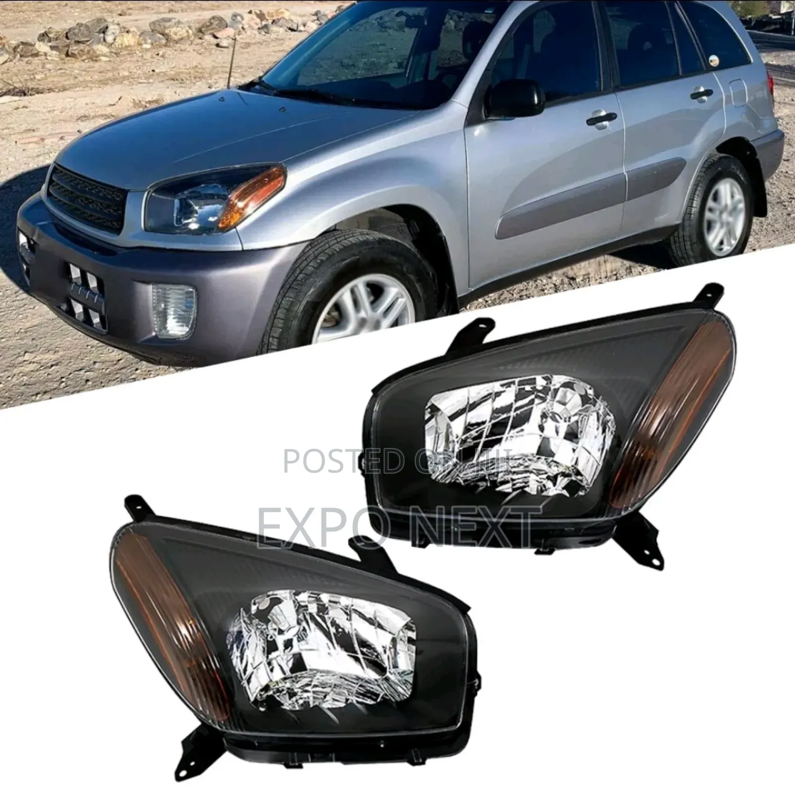 Toyota Rav4 2001-2003 Black Housing Headlights Pair