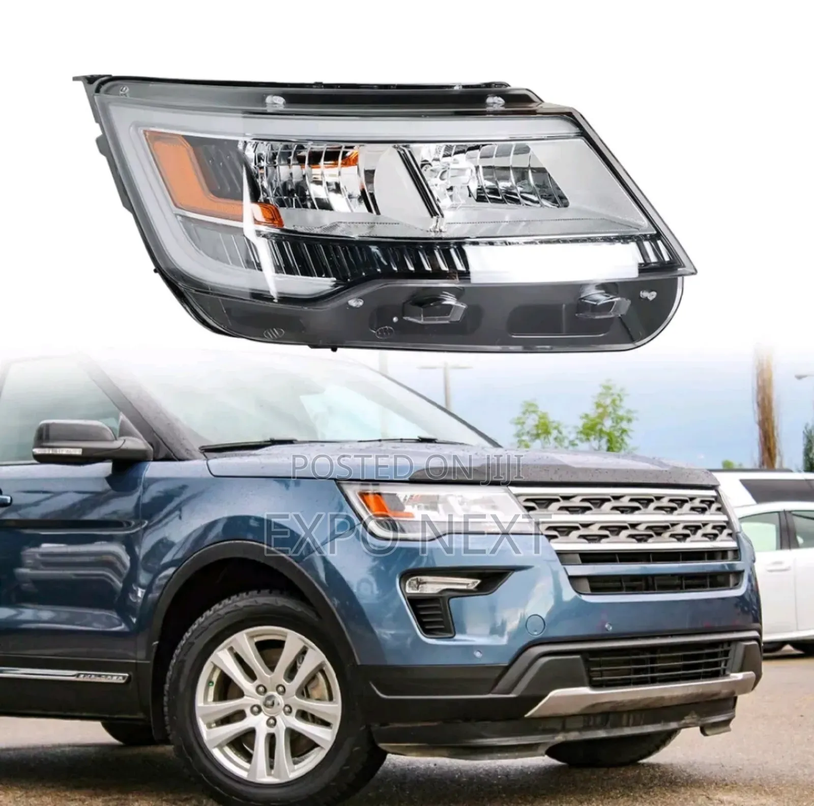 Headlight Led Chrome Housing for 2016-2019 Ford Explorer Pair