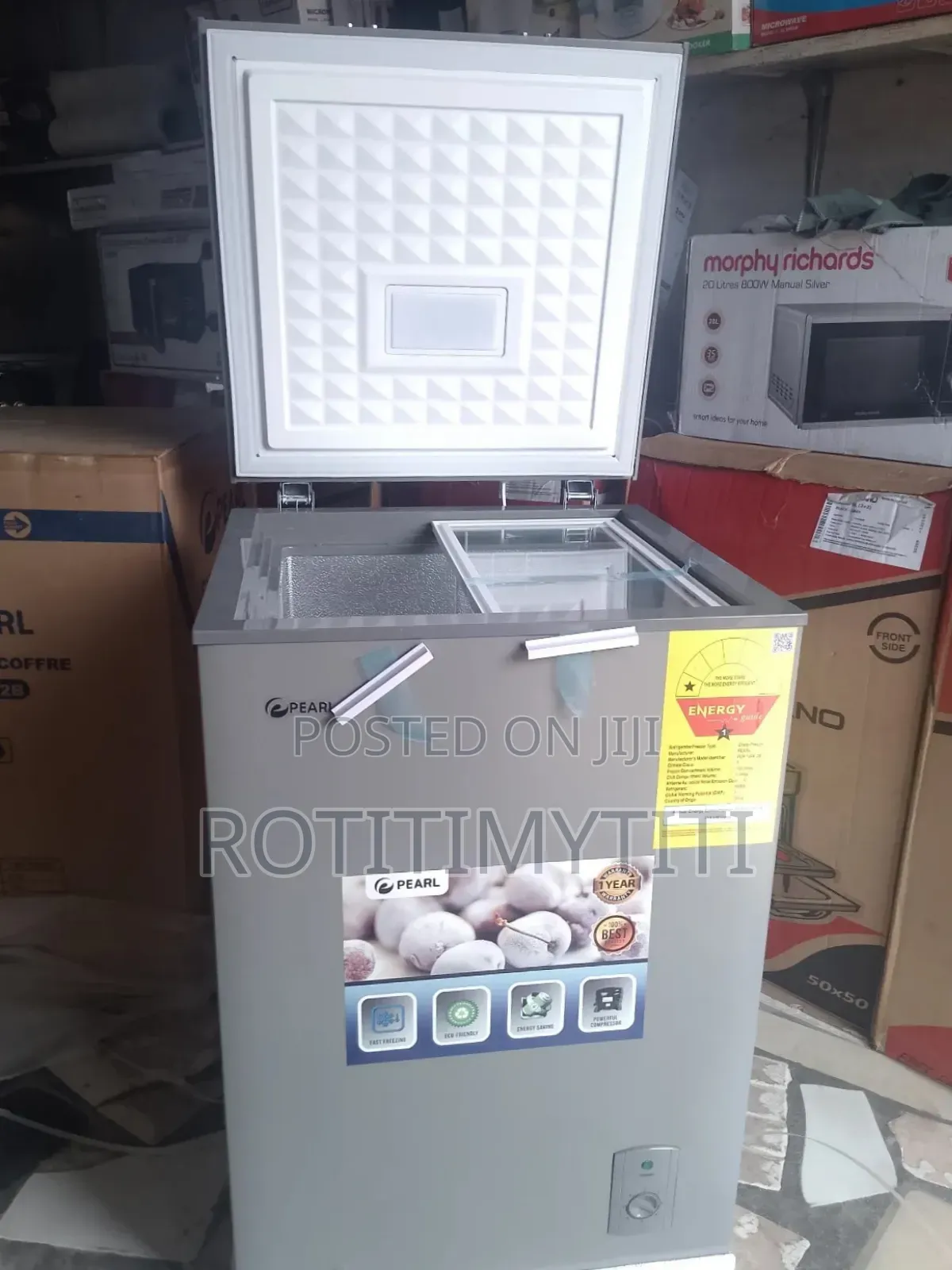Pearl Chest Freezer 100 Liters With Sliding Glass Door And Basket