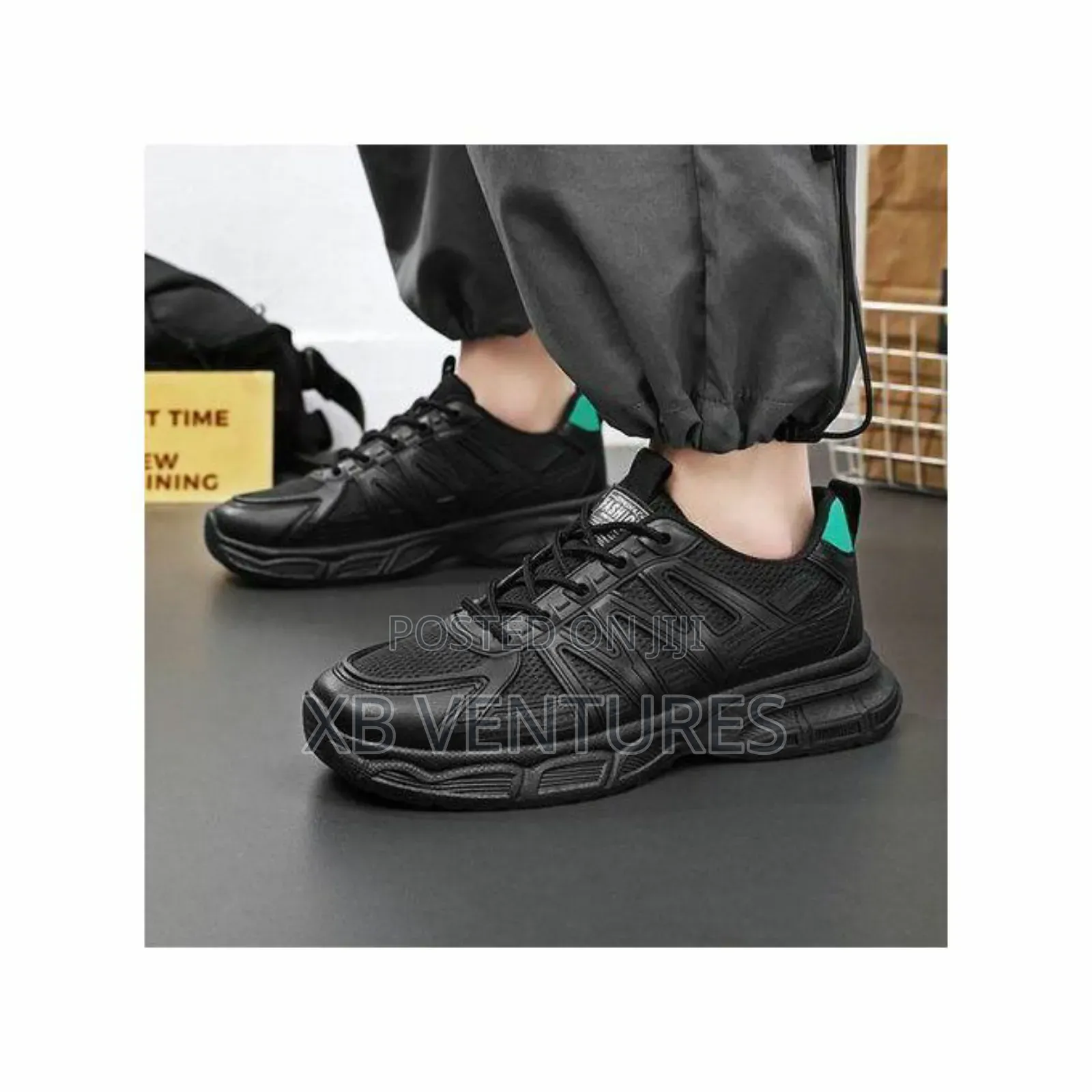 Men's Black Athletic Footwear: Casual, Airy Jogging Sneakers