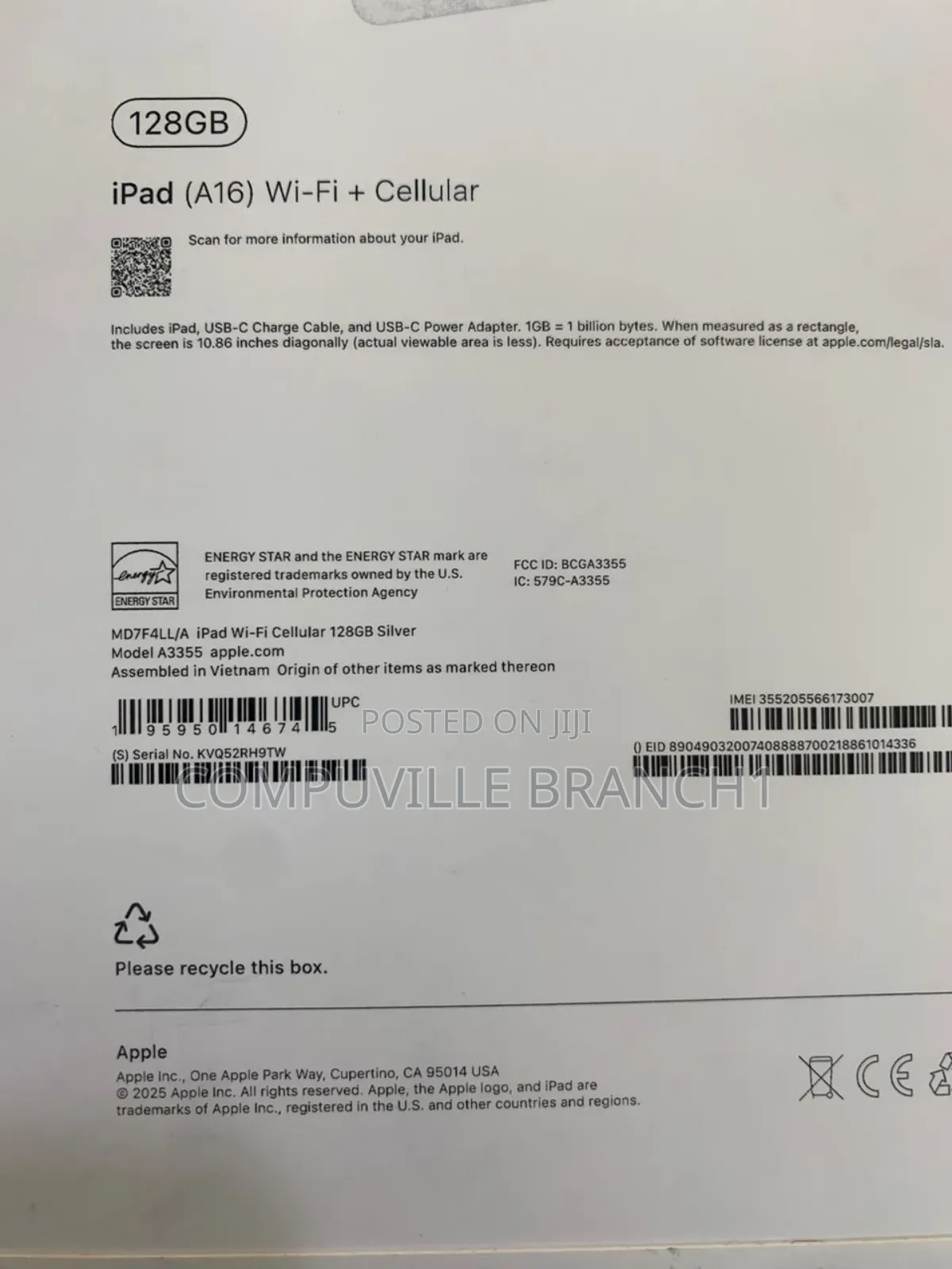 New Apple iPad (2025) 128 GB Silver