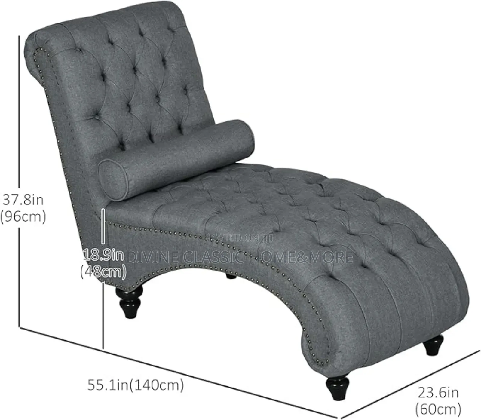 Homcom Button Tufted Chaise Lounge Chair Indoor Upholstered Lounge