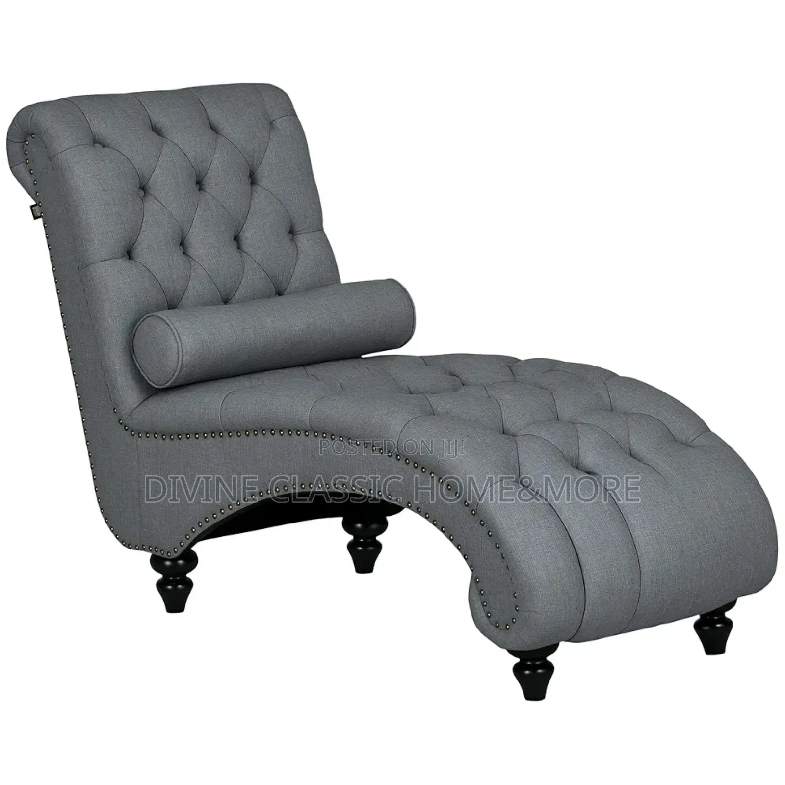 Homcom Button Tufted Chaise Lounge Chair Indoor Upholstered Lounge