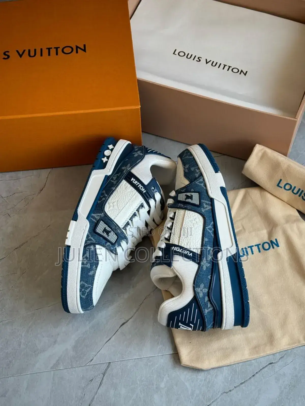 Original Louis Vuitton Lv Jeans Blue and White